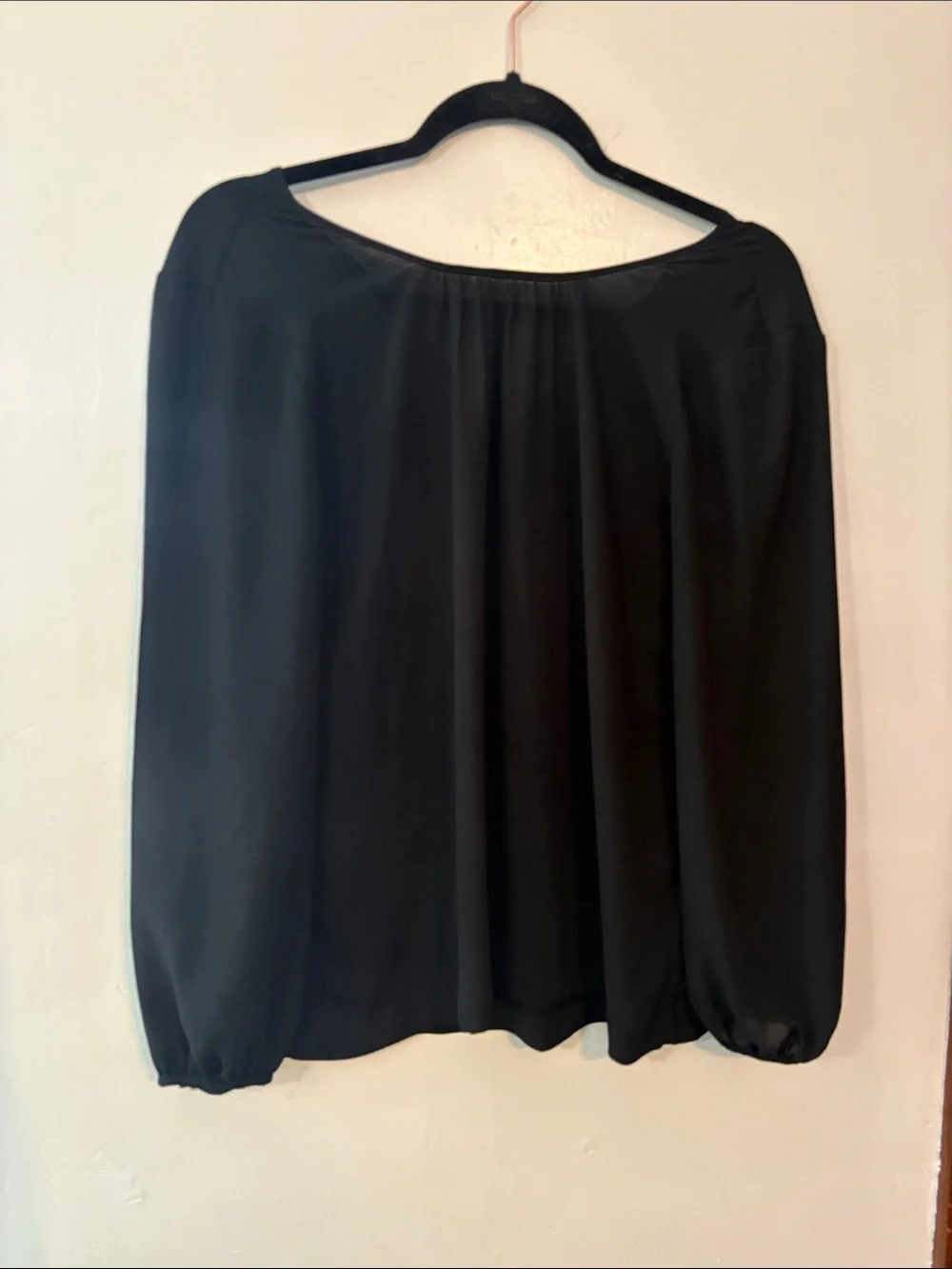 J. Crew Black Long-Sleeve Peasant Blouse with Back Tie Size 2